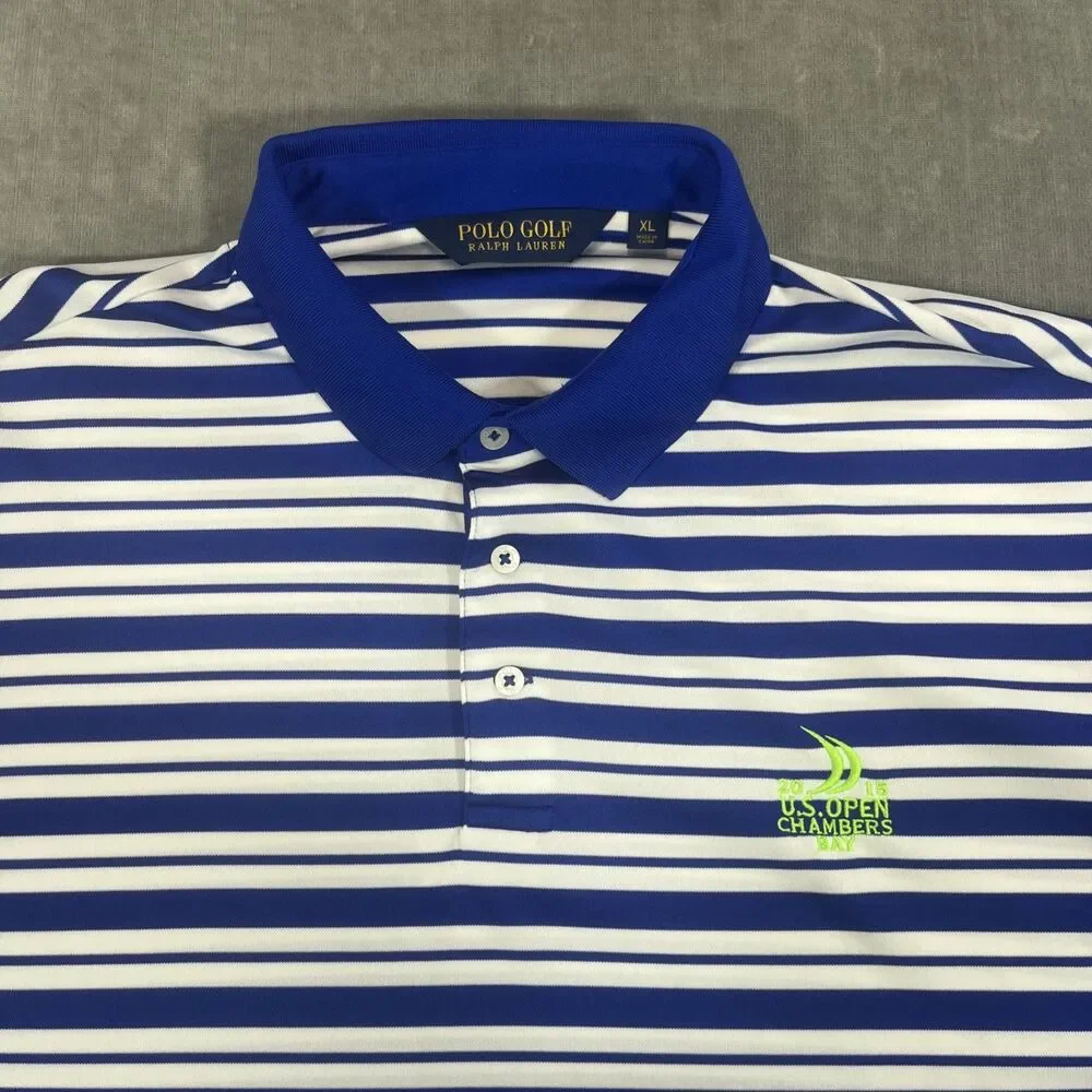 Polo‎ Golf Ralph Lauren Mens XL Blue Stripe Golf Polo Shirt